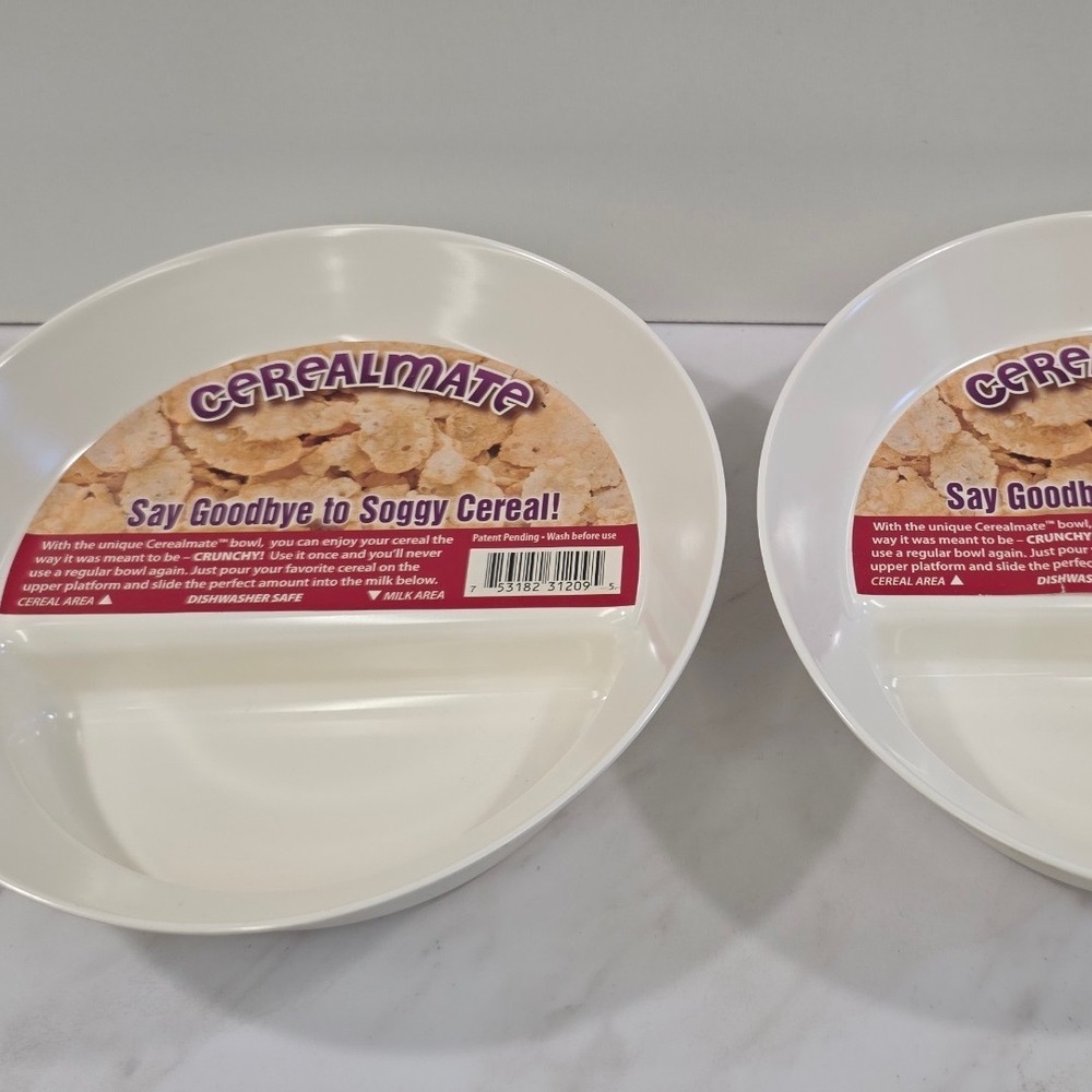 Retro Minimalist Anti-Soggy Cereal Bowls 2-Pack Cerealmate Unisex White